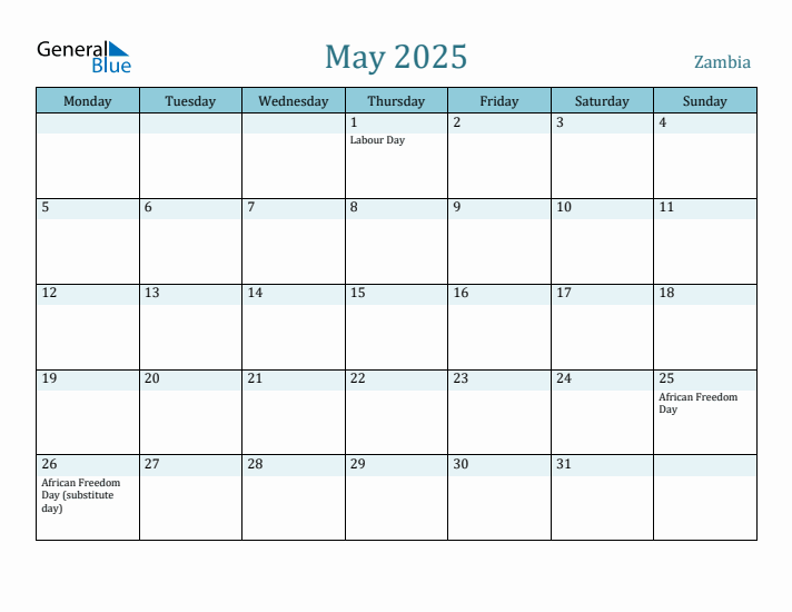 May 2025 Calendar with Holidays