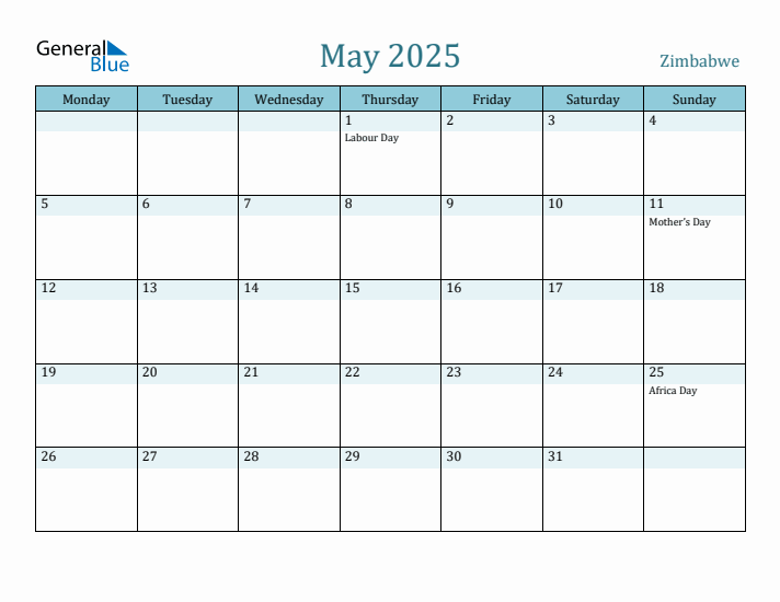 May 2025 Calendar with Holidays