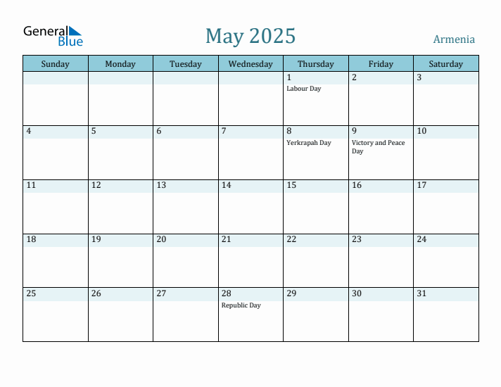 May 2025 Calendar with Holidays