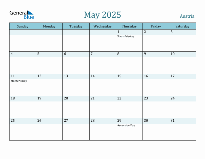 May 2025 Calendar with Holidays