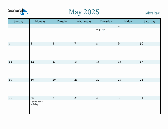 May 2025 Calendar with Holidays