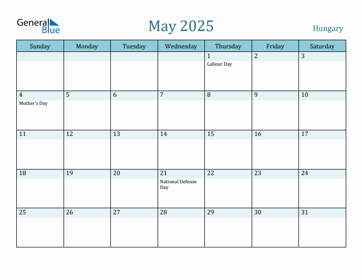 May 2025 Calendar with Holidays