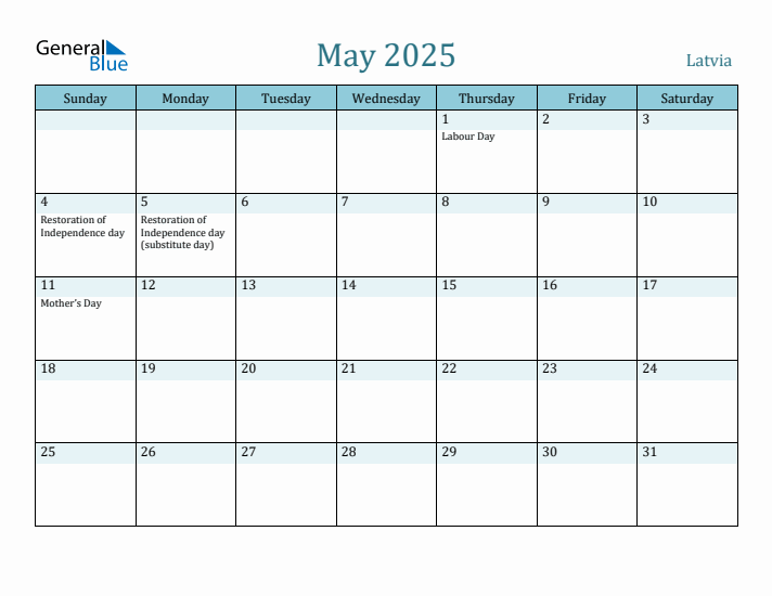 May 2025 Calendar with Holidays