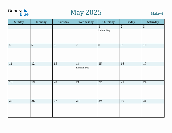 May 2025 Calendar with Holidays