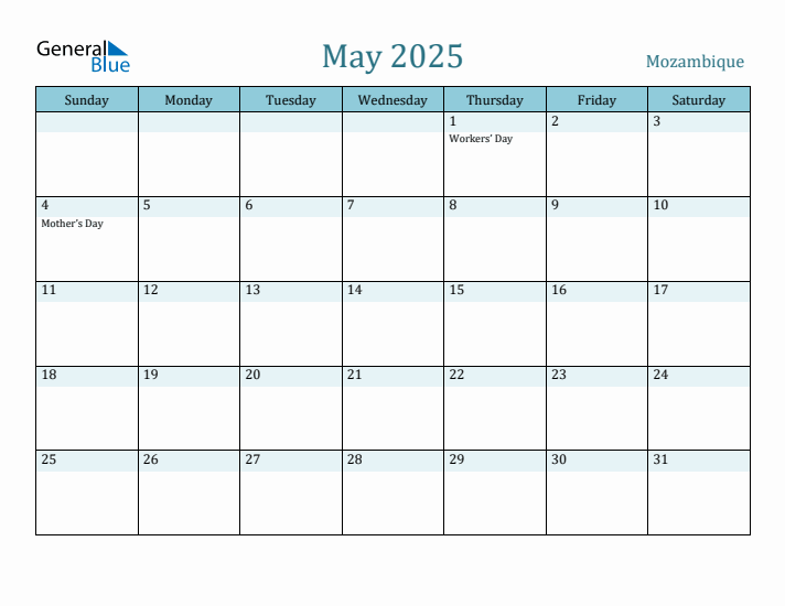 May 2025 Calendar with Holidays