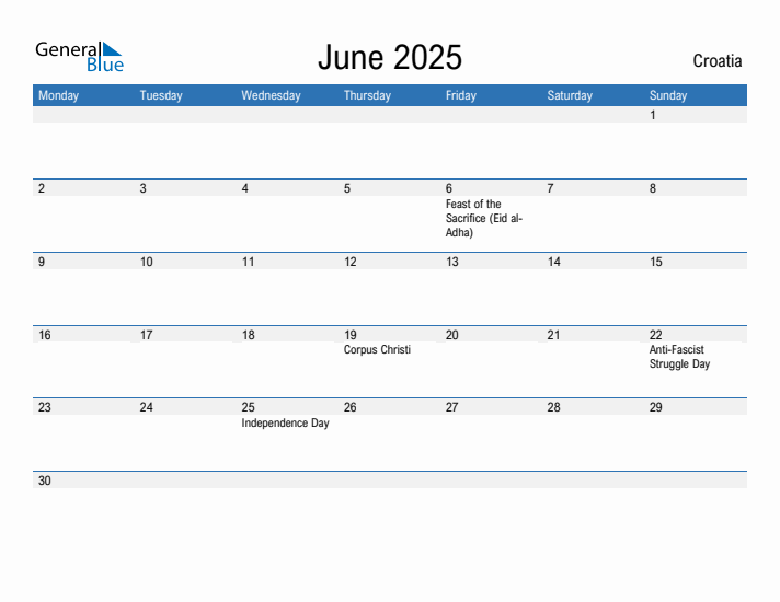 Fillable June 2025 Calendar