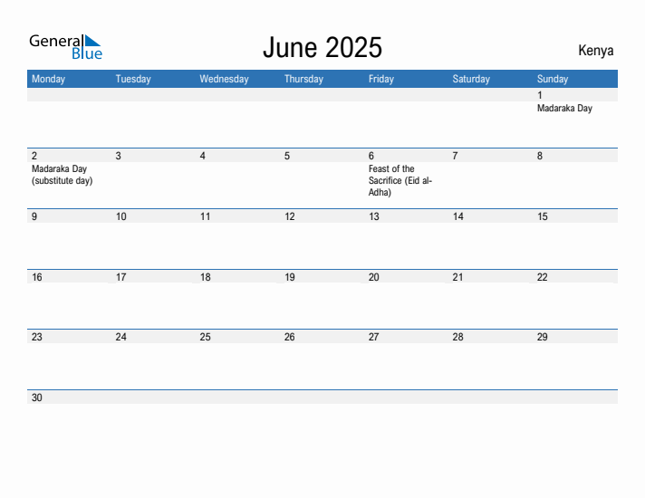 Fillable June 2025 Calendar