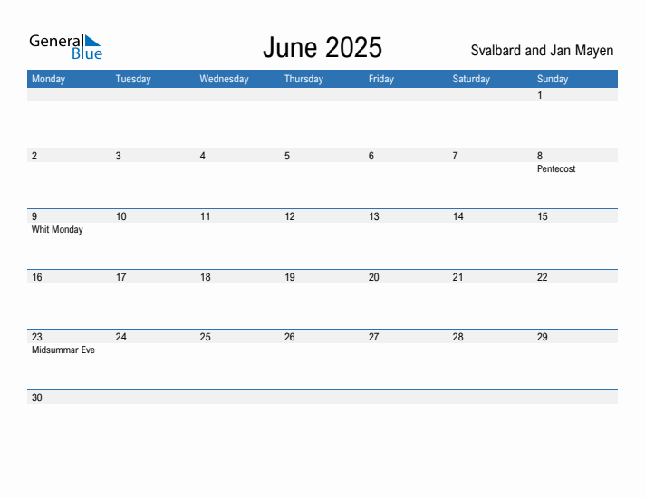 Fillable June 2025 Calendar