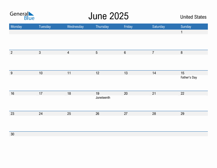 Fillable June 2025 Calendar