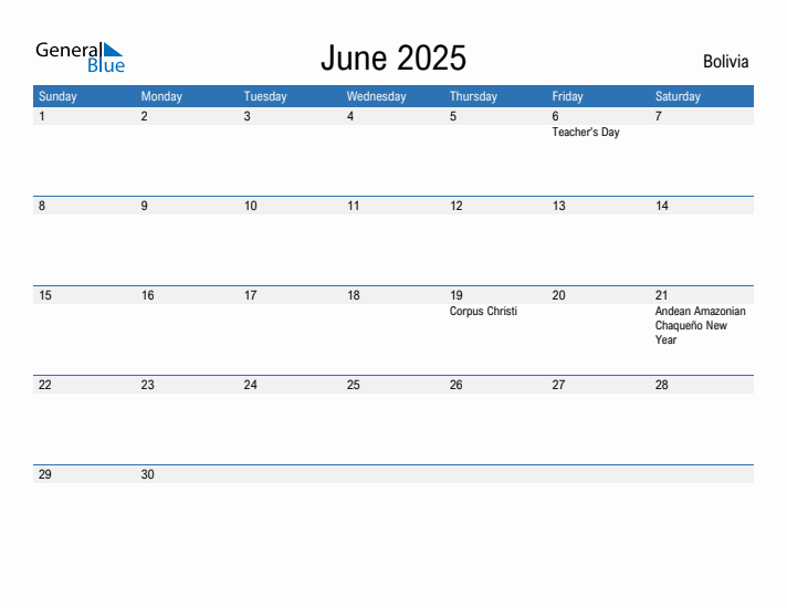 Fillable June 2025 Calendar