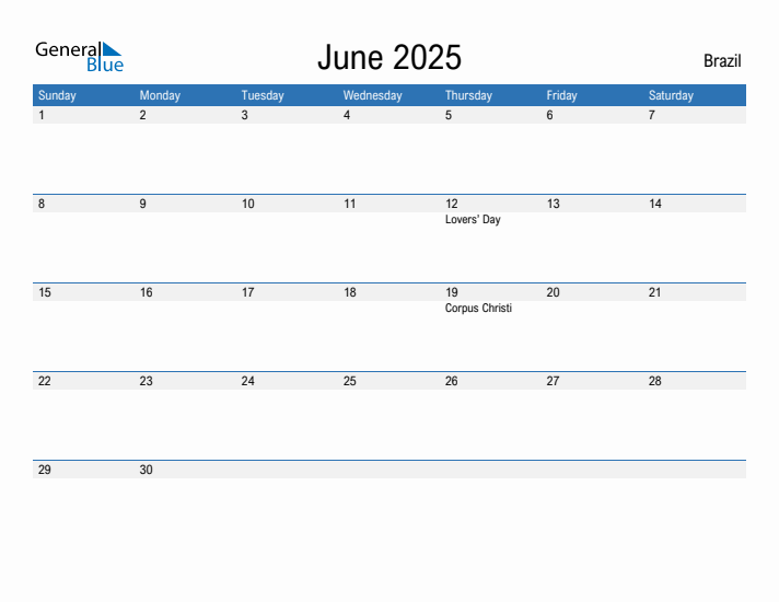 Fillable June 2025 Calendar