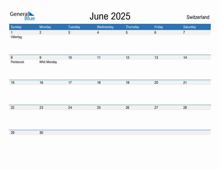 Fillable June 2025 Calendar