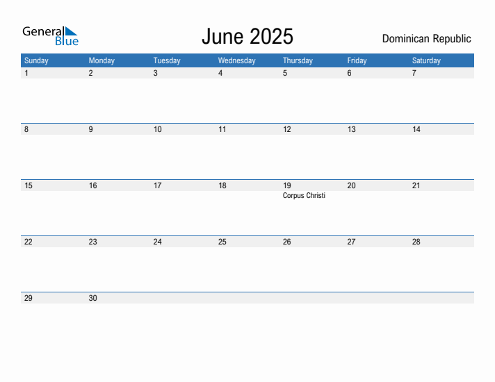 Fillable June 2025 Calendar