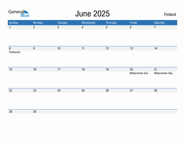 Fillable June 2025 Calendar