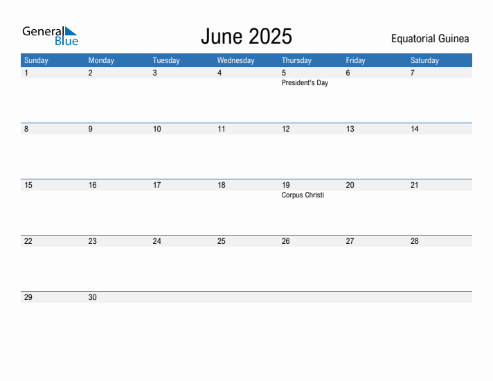 Fillable June 2025 Calendar