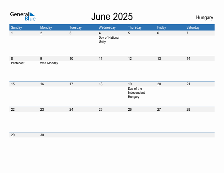 Fillable June 2025 Calendar