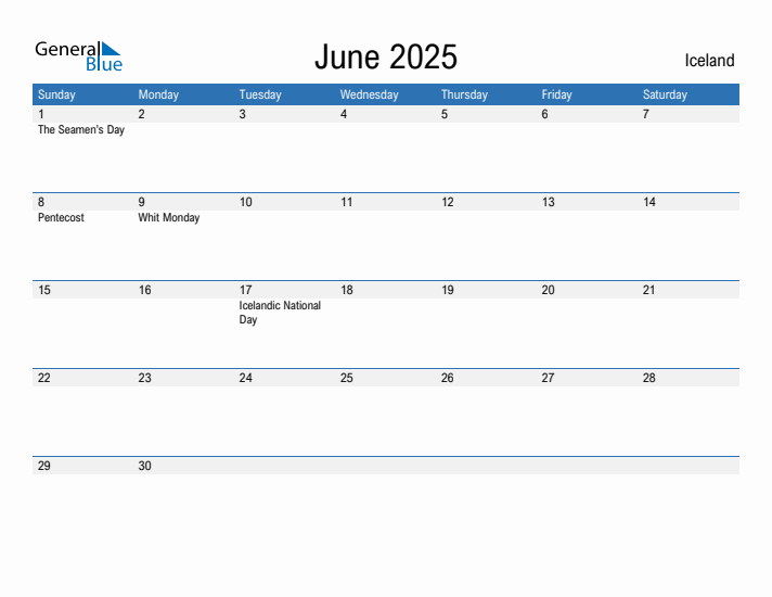 Fillable June 2025 Calendar