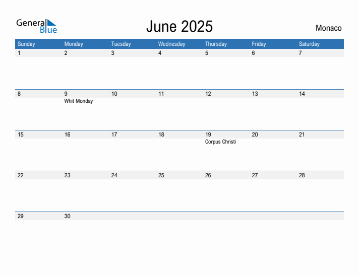 Fillable June 2025 Calendar