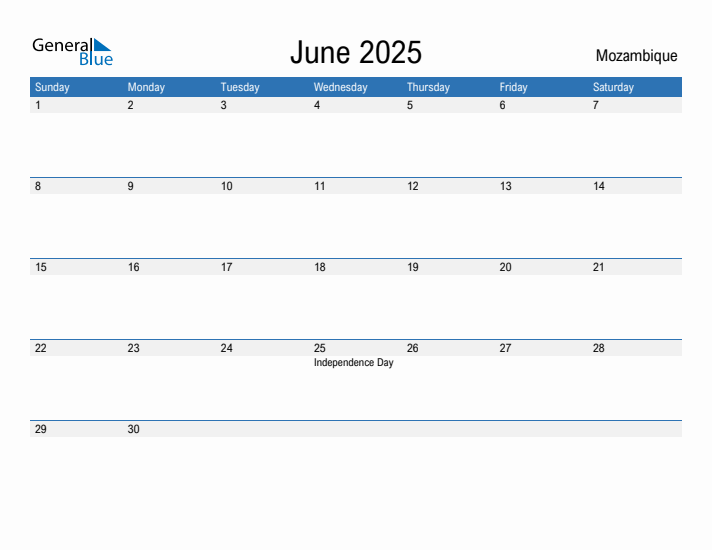 Fillable June 2025 Calendar