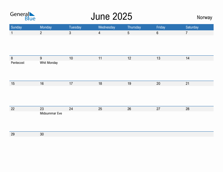 Fillable June 2025 Calendar