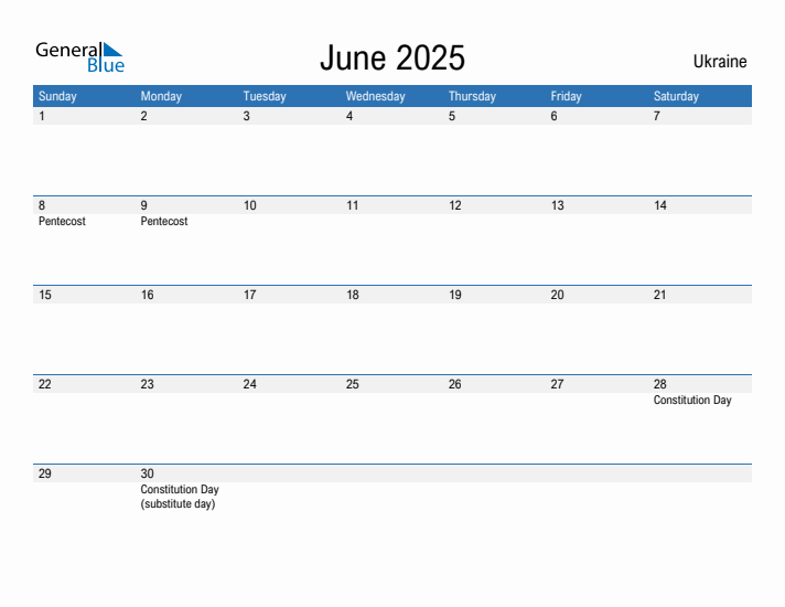 Fillable June 2025 Calendar