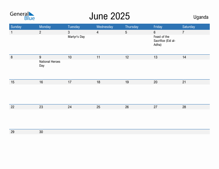 Fillable June 2025 Calendar