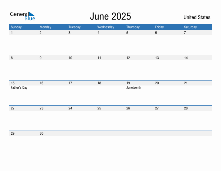 Fillable June 2025 Calendar