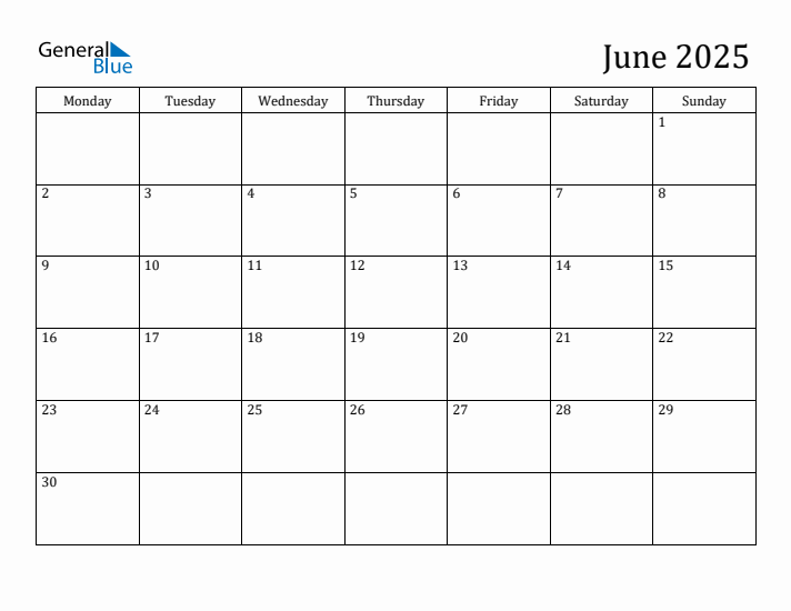 June 2025 Calendar