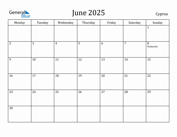 June 2025 Calendar Cyprus