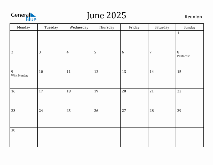 June 2025 Calendar Reunion