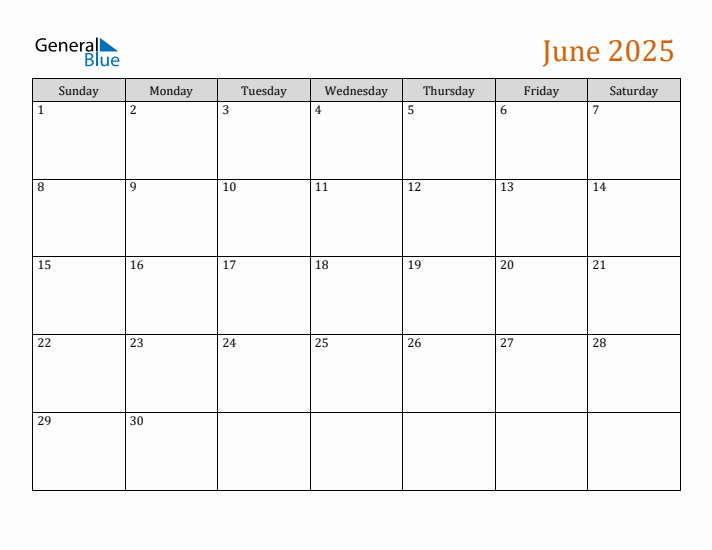 Editable June 2025 Calendar