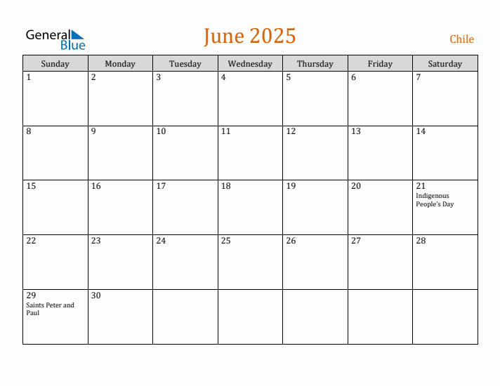 June 2025 Holiday Calendar with Sunday Start