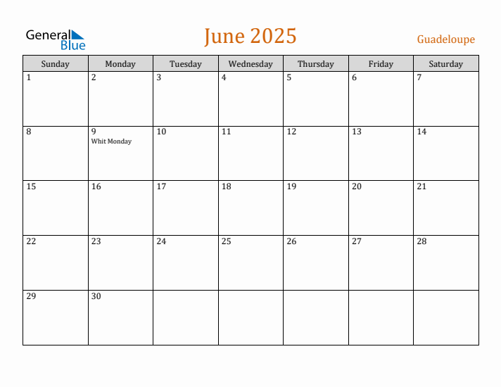 June 2025 Holiday Calendar with Sunday Start