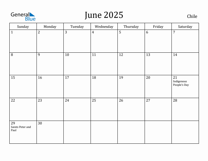 June 2025 Calendar Chile