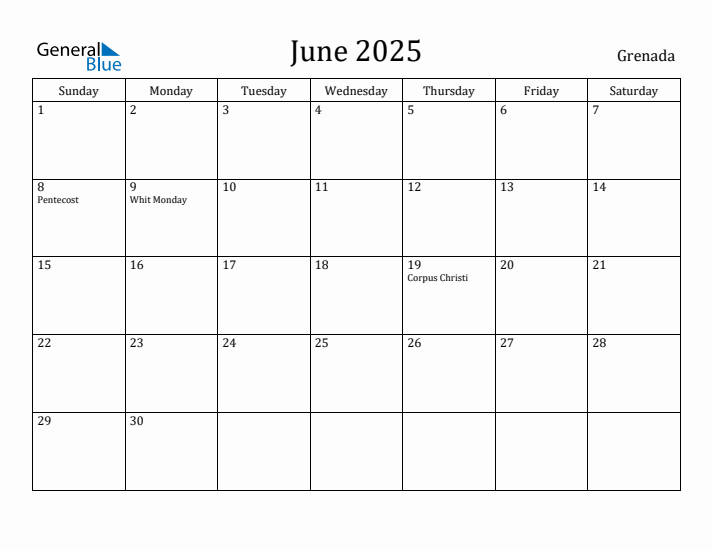 June 2025 Calendar Grenada