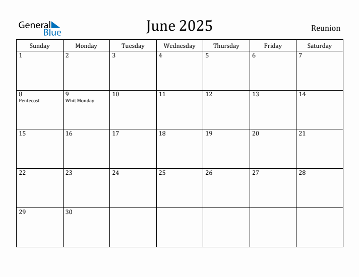 June 2025 Calendar Reunion