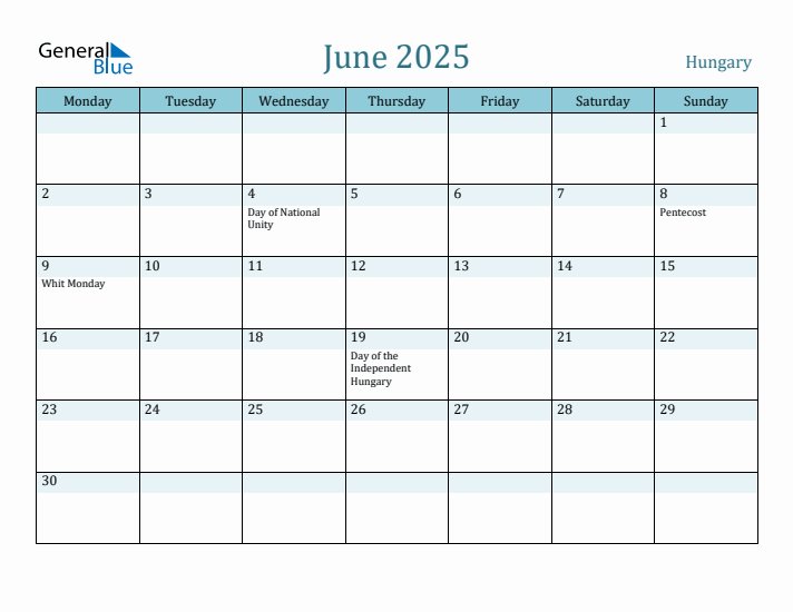 June 2025 Calendar with Holidays