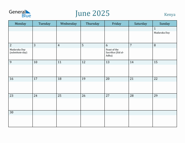 June 2025 Calendar with Holidays