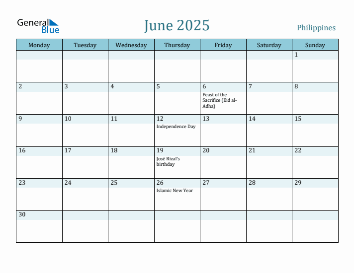 June 2025 Calendar with Holidays