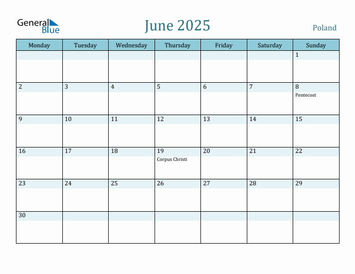 June 2025 Calendar with Holidays