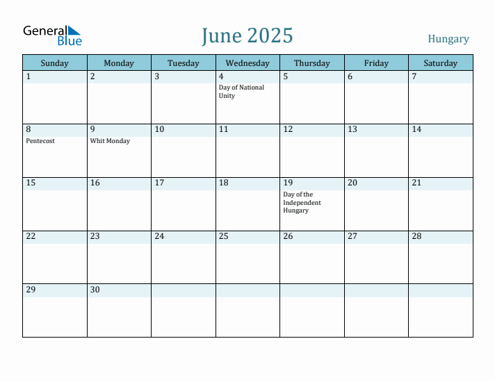 June 2025 Calendar with Holidays