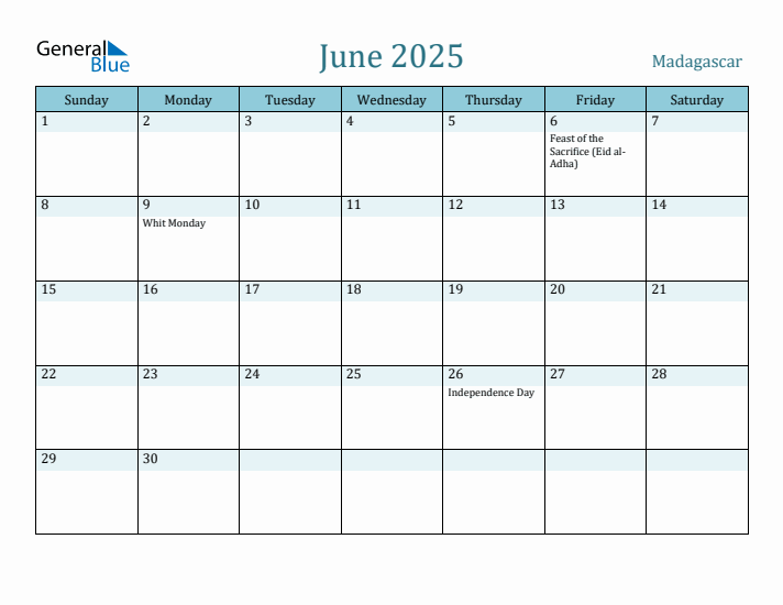 June 2025 Calendar with Holidays