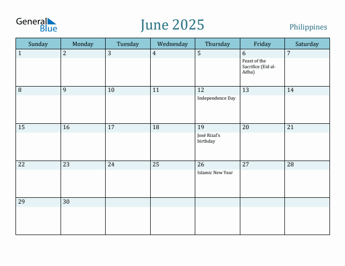 June 2025 Calendar with Holidays