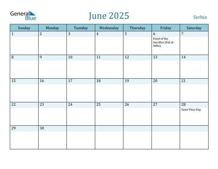 June 2025 Calendar with Holidays