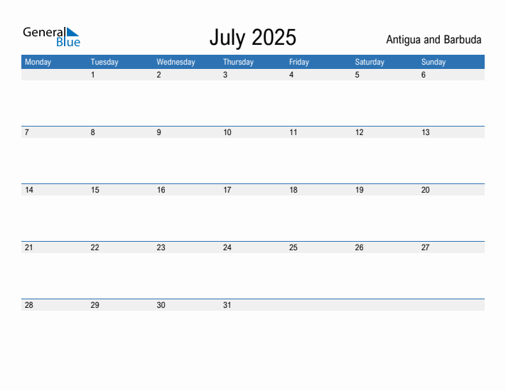 Fillable July 2025 Calendar