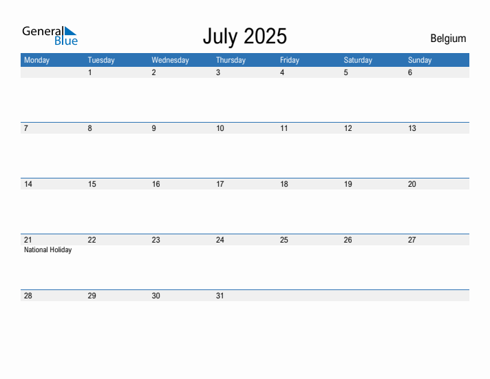 Fillable July 2025 Calendar