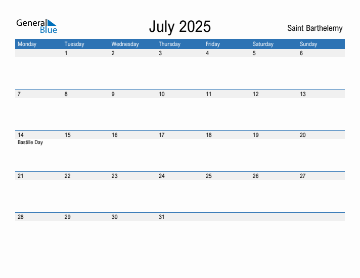 Fillable July 2025 Calendar