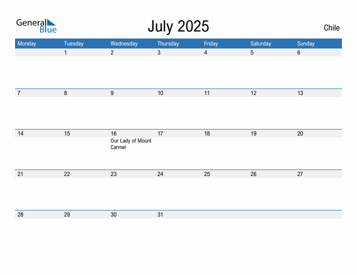 Fillable July 2025 Calendar