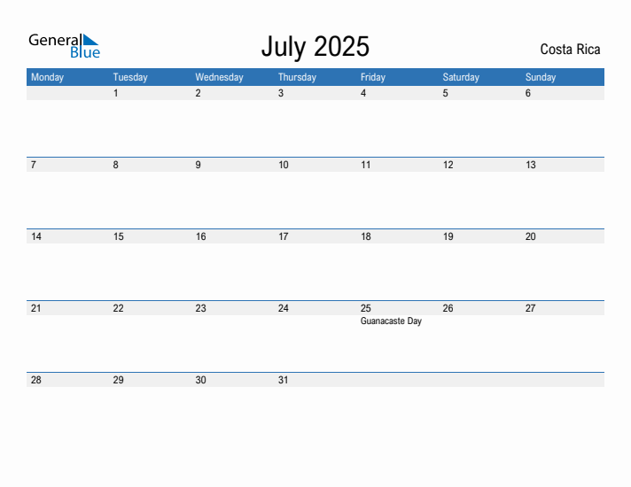 Fillable July 2025 Calendar