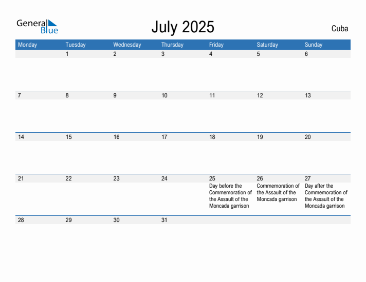 Fillable July 2025 Calendar